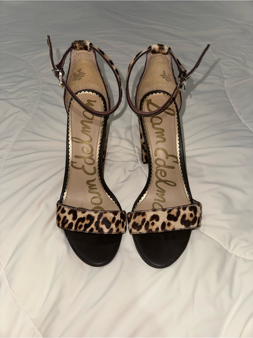 Sam Edelman Leopard Print Ankle-Strap Heels - Brown/Black